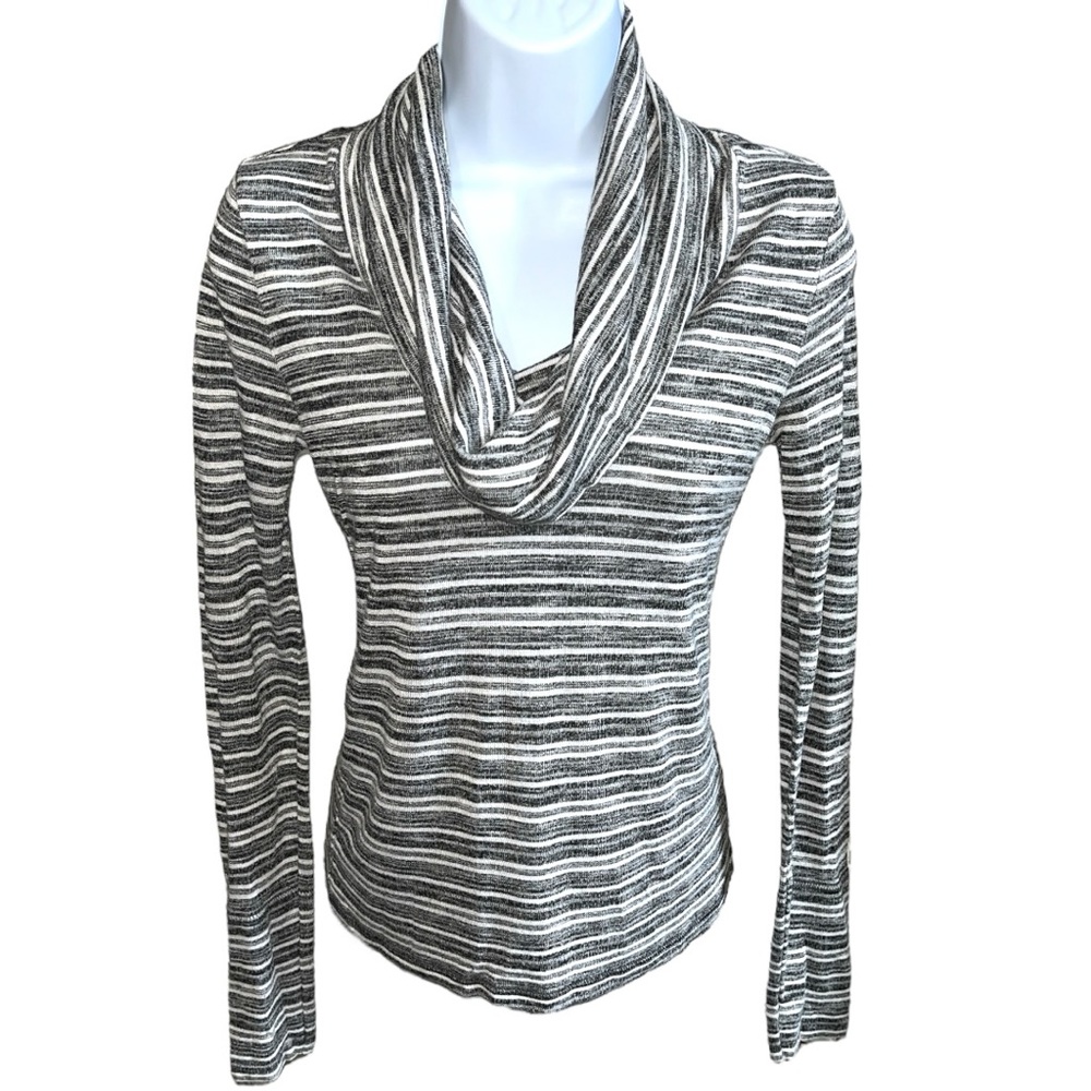 Women’s Route 66 Black/White Striped Long Sleeve Top - XS